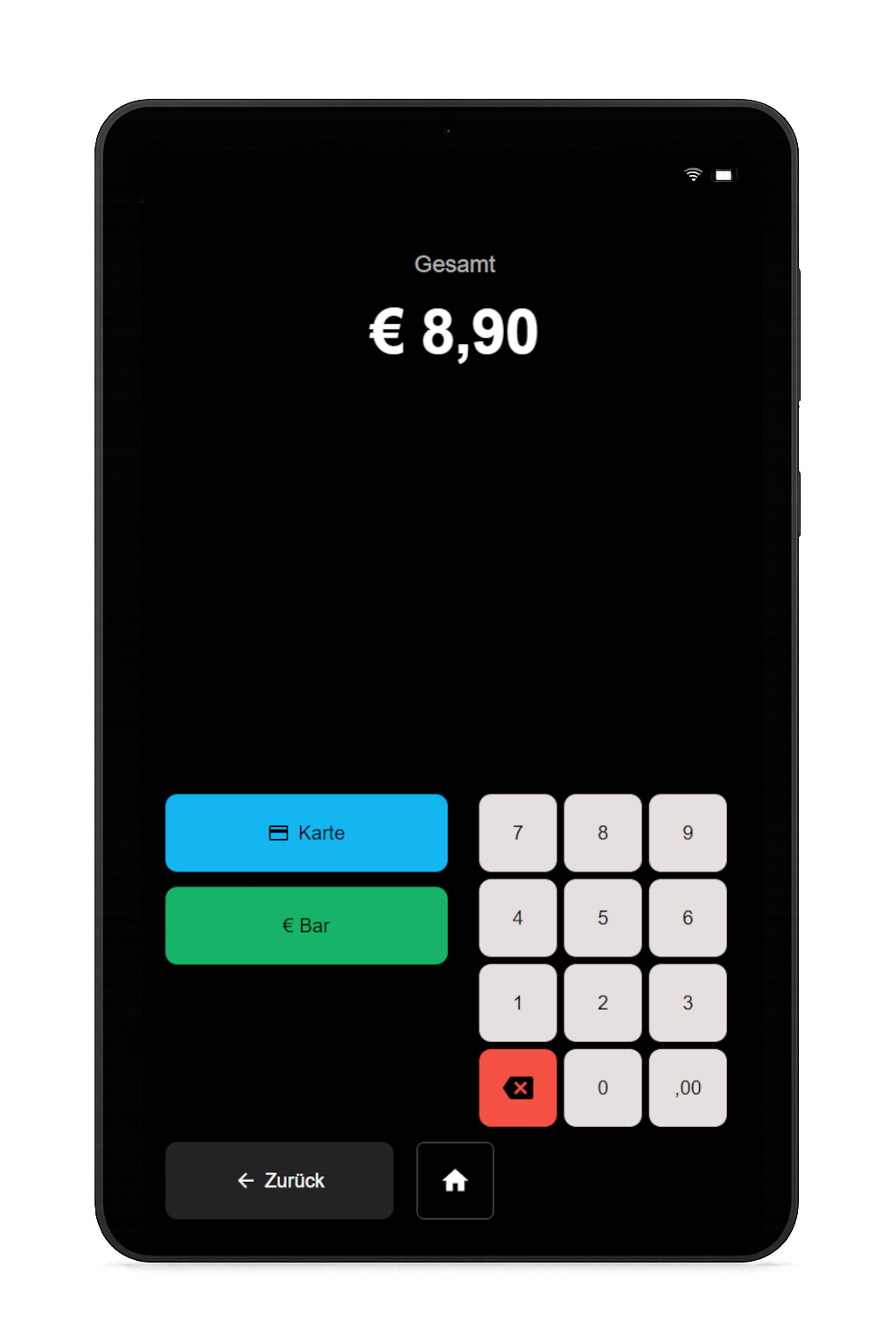 Kassa: mobiler Checkout am Tablet mit Kartenleser